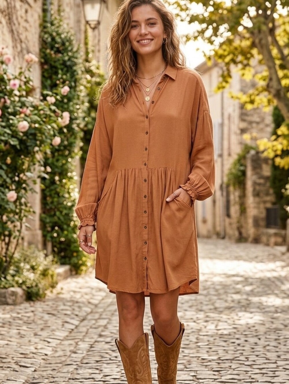 Free People We The Free Brown Dress Small